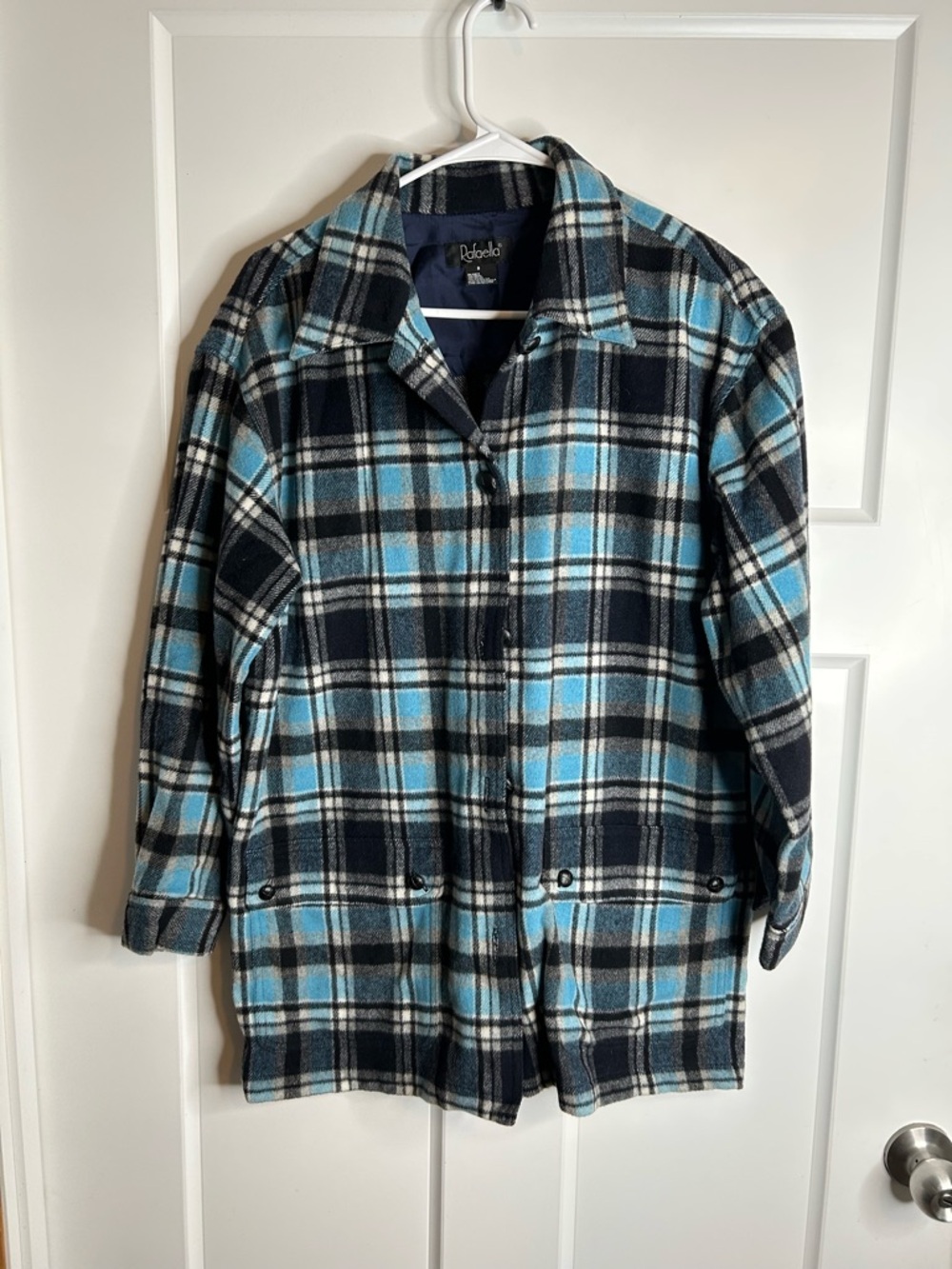 Rafaella Women’s Small Wool Blend Shacket Blue Plaid Cabin Outdoors 5692